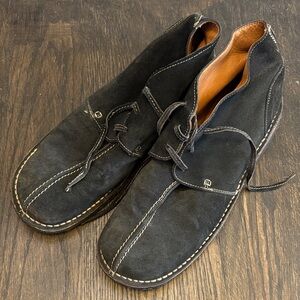 John Varvatos Suede Chukka Boots, blue/green, gum sole, handmade Italy, size 10